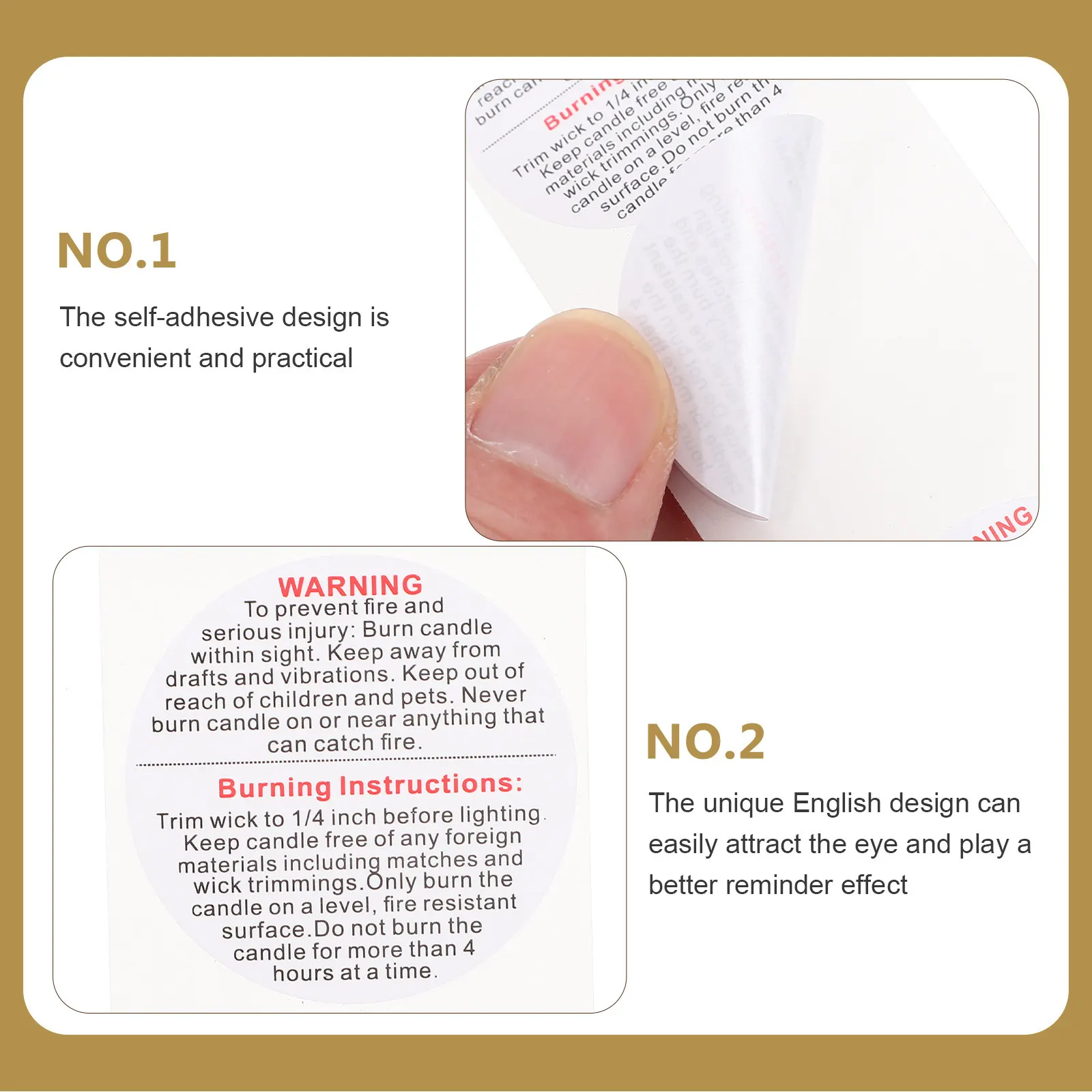 

1 Roll Warning Stickers Self-Adhesive Safety Decals for Jars Containers Made of Premium Paper Easy Peel Strong