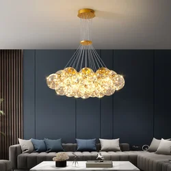 Nordic Led Chandelier Soot Amber Clear Light Glass for Living Room Center Table Bedroom Home Decor Pendant Lamps Lusters Fixture