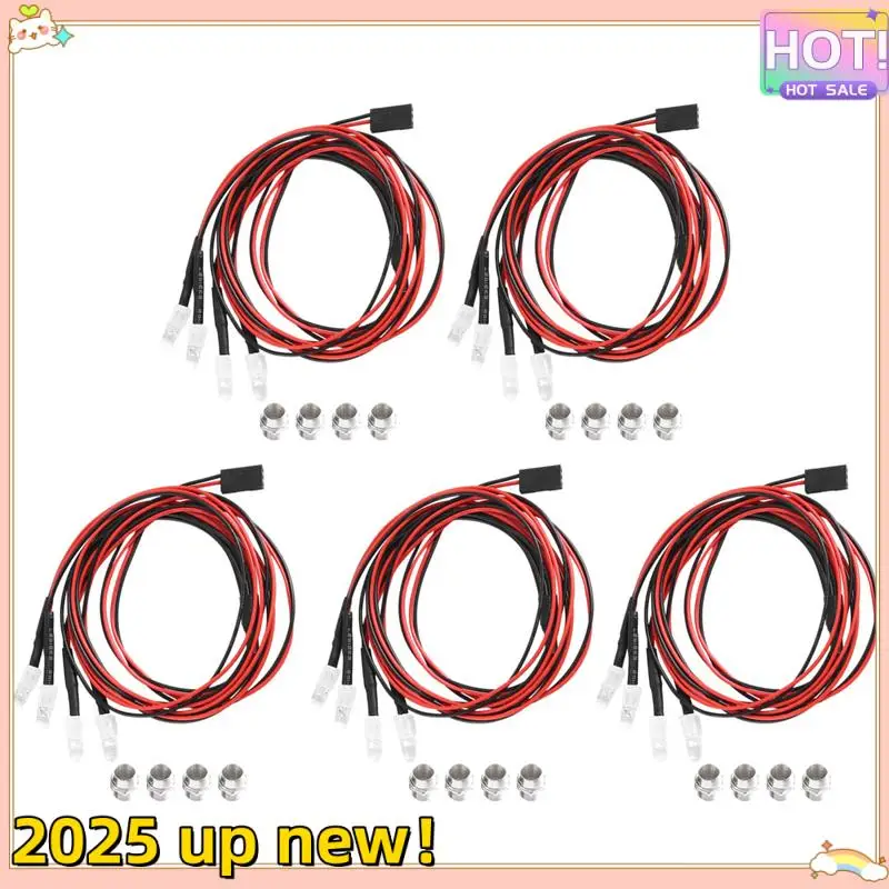 Classy-5PCS 4LED 5Mm Headlights RC Accessories LED Lights For 1/10 Model Drift Car Vehicle, Red And White