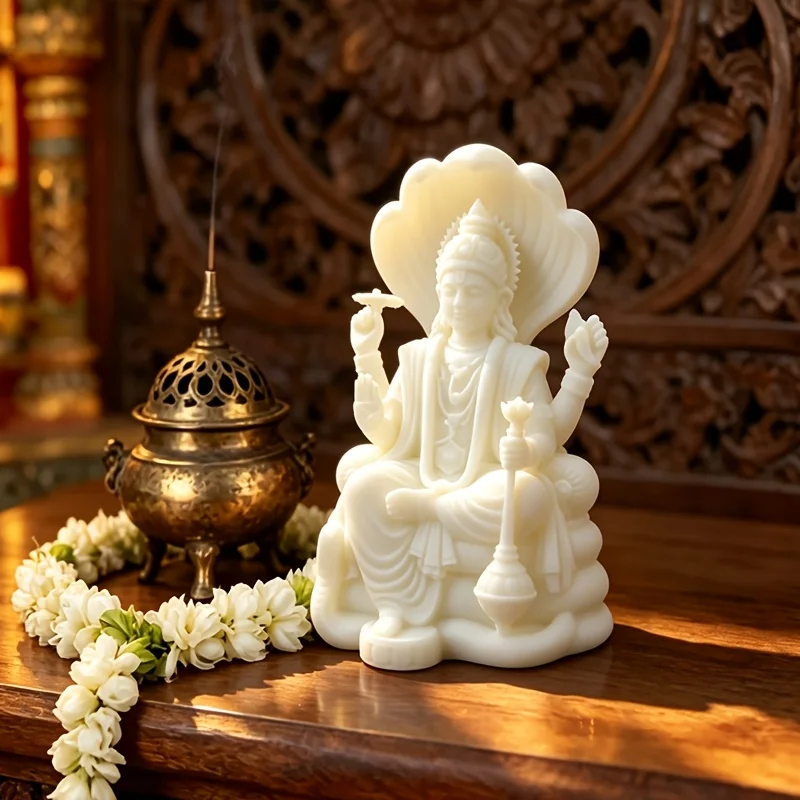 Decoración de Altar, Estatua de Vishnu, Material Plástico, Estatua de Meditación para Escritorio, Estatua de Oración para Entrada, Decoración con Serpentino