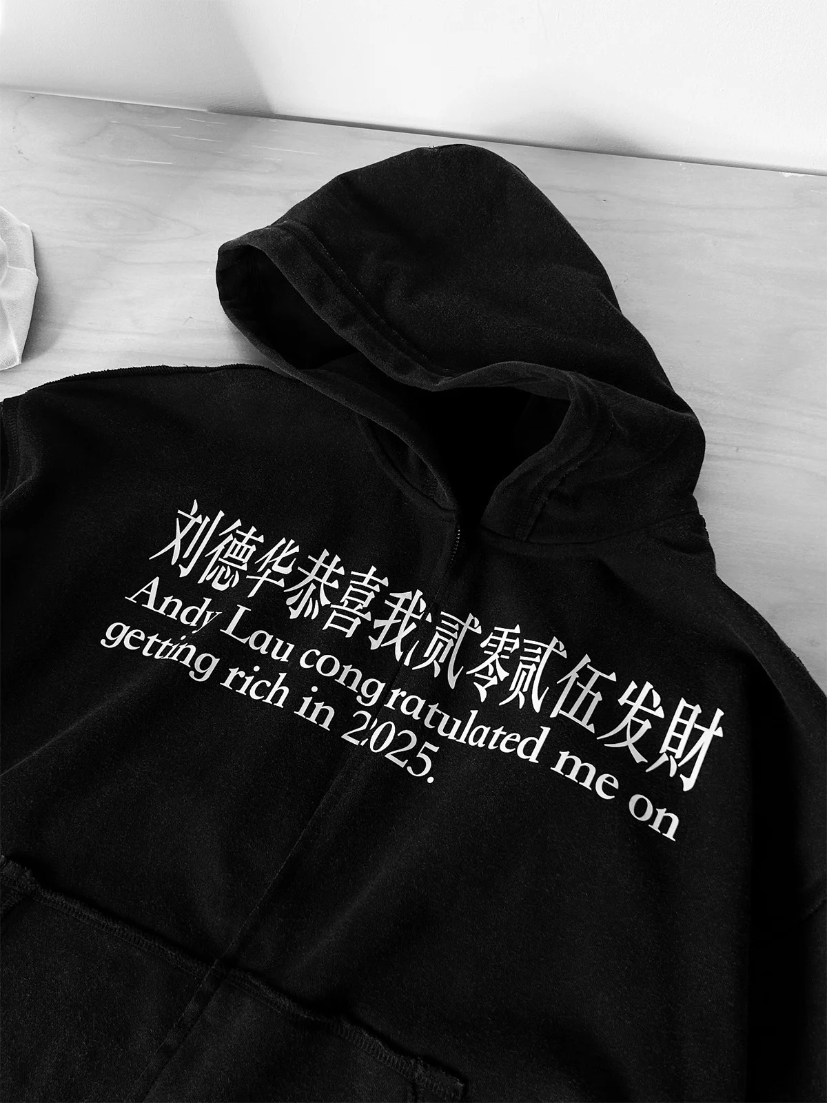 

NOSD Double Zipper Hoodie 'Love from Huazai Conatulation on Succ' Casual Loose Fit Long Sve Youth Faion Sweatirt