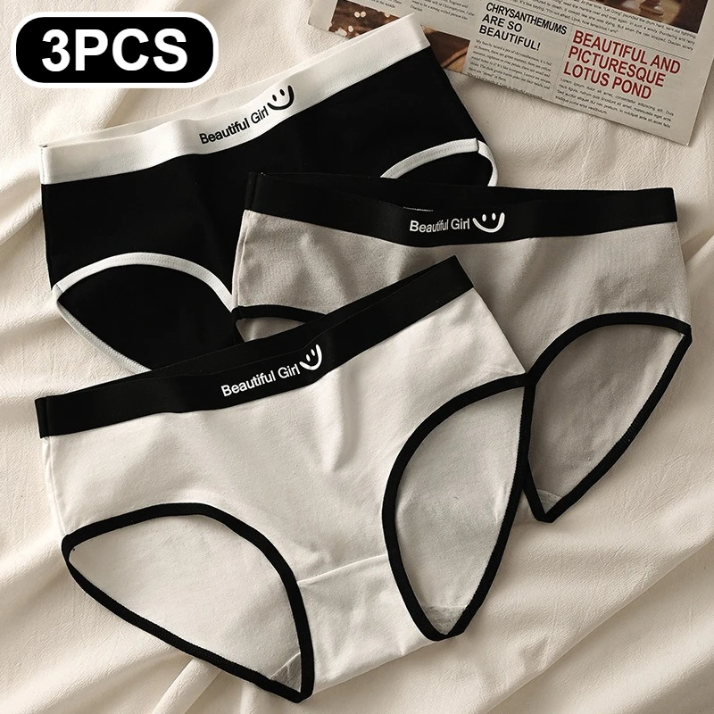 

3pcs Breathable Briefs Student Women Panties Sports Mid-waist Sexy Lingerie Seamless Ladies Girls Underwears Simple Underpants
