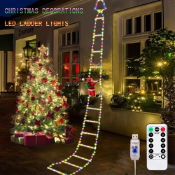 LED Christmas Climbing Ladder Santa Claus Decorations USB 8 Modes LED Lamp Home Outdoor Xmas Christmas Light New Year Ornaments