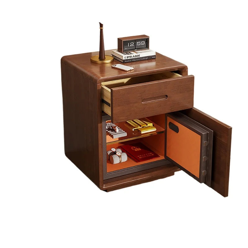 

Solid wood bedside table safe, integrated hidden type, simple home anti-theft