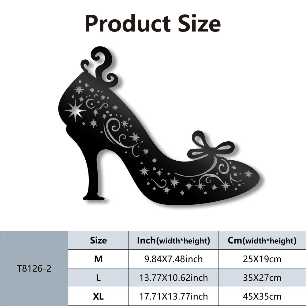 High heels Metal Hanging Wall Art Plaque Black Letter Silhouette Cafe Kitchen Dining Room Decoration Bar Pub Club Poster