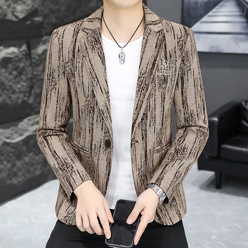 Men's Blazer Korean Version Casual Slim Fit Suit Jacket Male Tie-dye Blazers Single Button Men Coat Terno Masculino