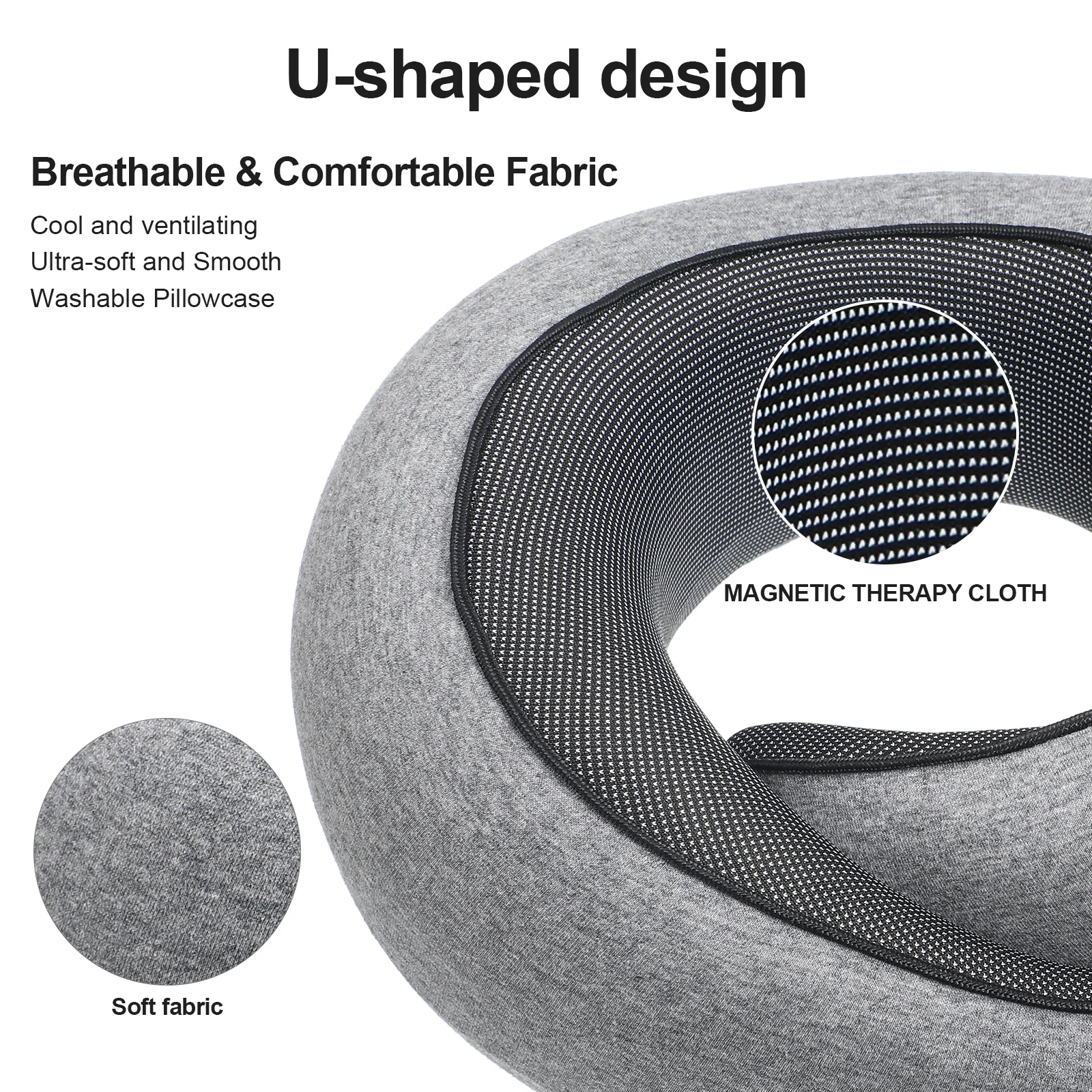 

Travel Pillow Light Grey U-shaped Memory Foam Adjustable Straps Ergonomic Design Portable Airplane Neck Support Comfortable