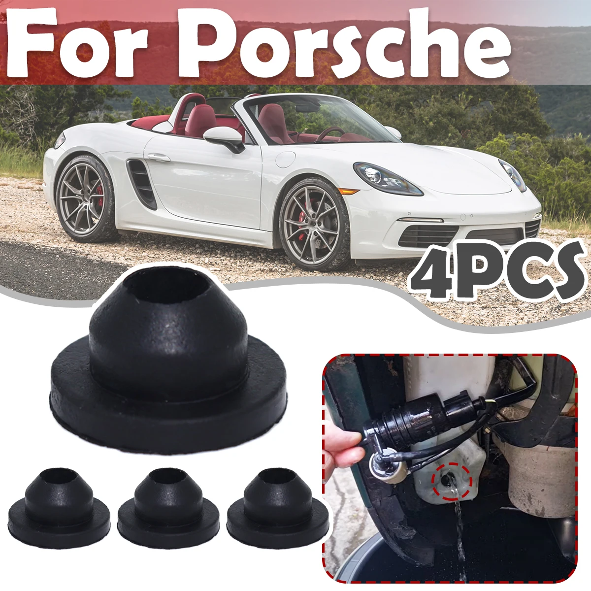 4PC Windscreen Windshield Washer Headlight Pump Seal Water Reservoir Gasket Grommet Mount Rubber Bung Cap Clip Plug For Porsche