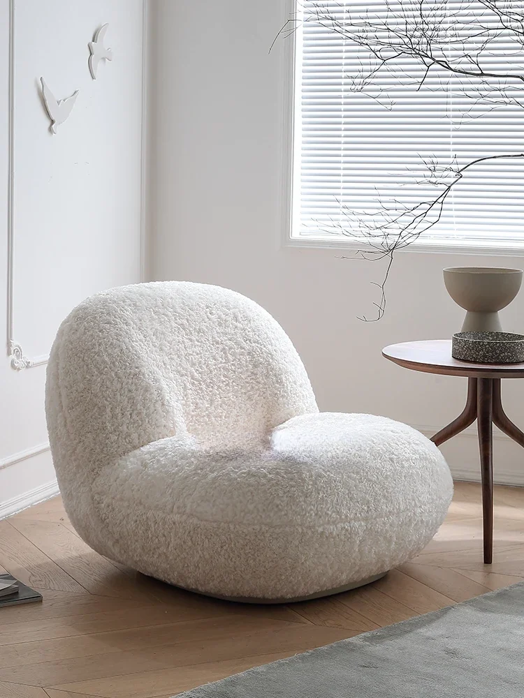 Lamb wool single sofa chair pachachair lazy lounge sofa chair cream sluggish wind snow pear chair