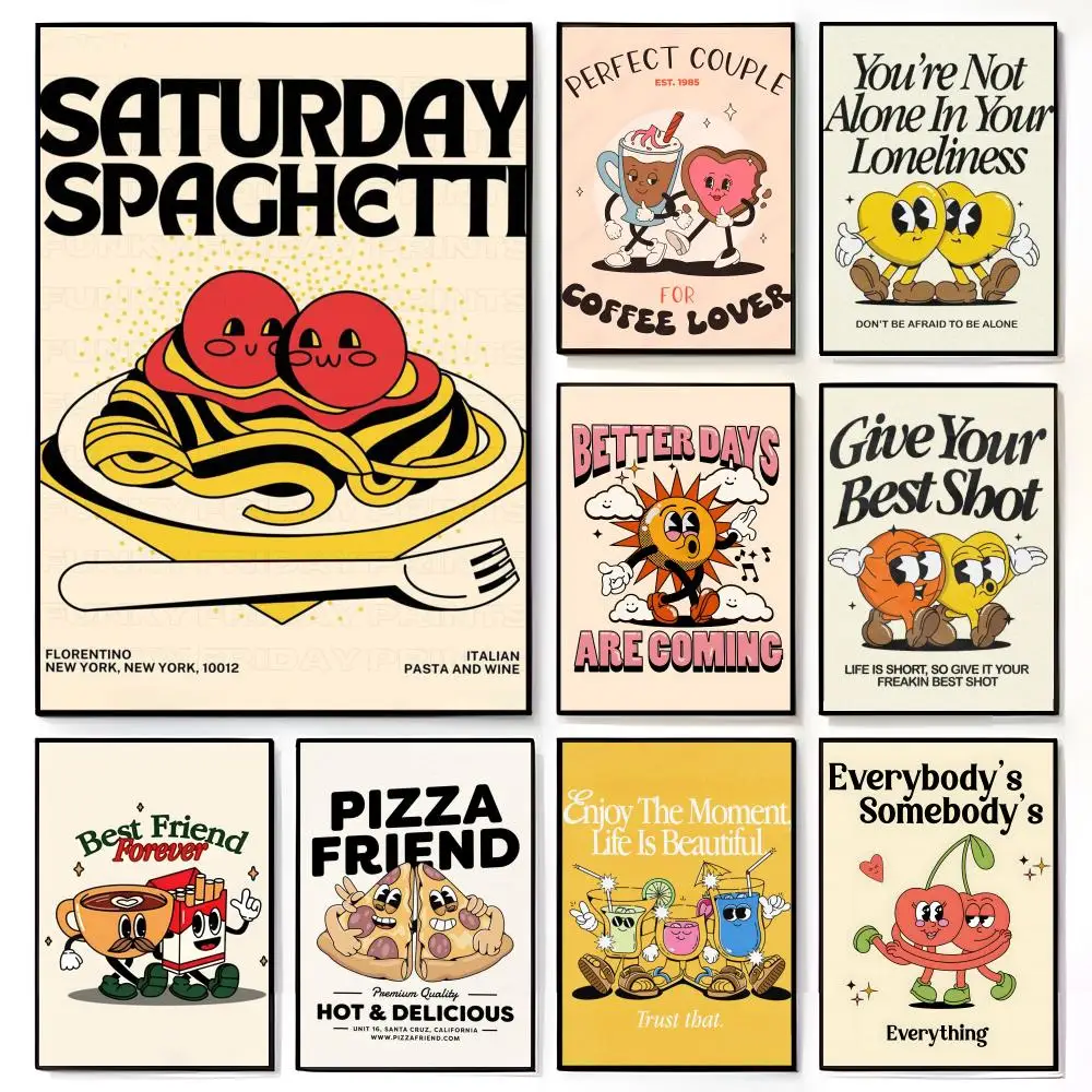 Retro pop cartoon food Poster American Film Mural Home Childrens Room Wall Decor Print