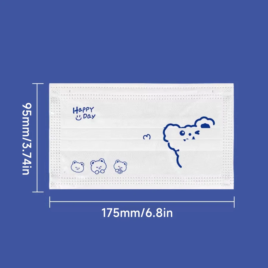 10/50 قطعة قناع غير قابل لإعادة الاستخدام أزياء شخصية قناع أبيض أزرق لطيف الدب الكبار تنفس غطاء للفم ملفوفة بشكل فردي #6