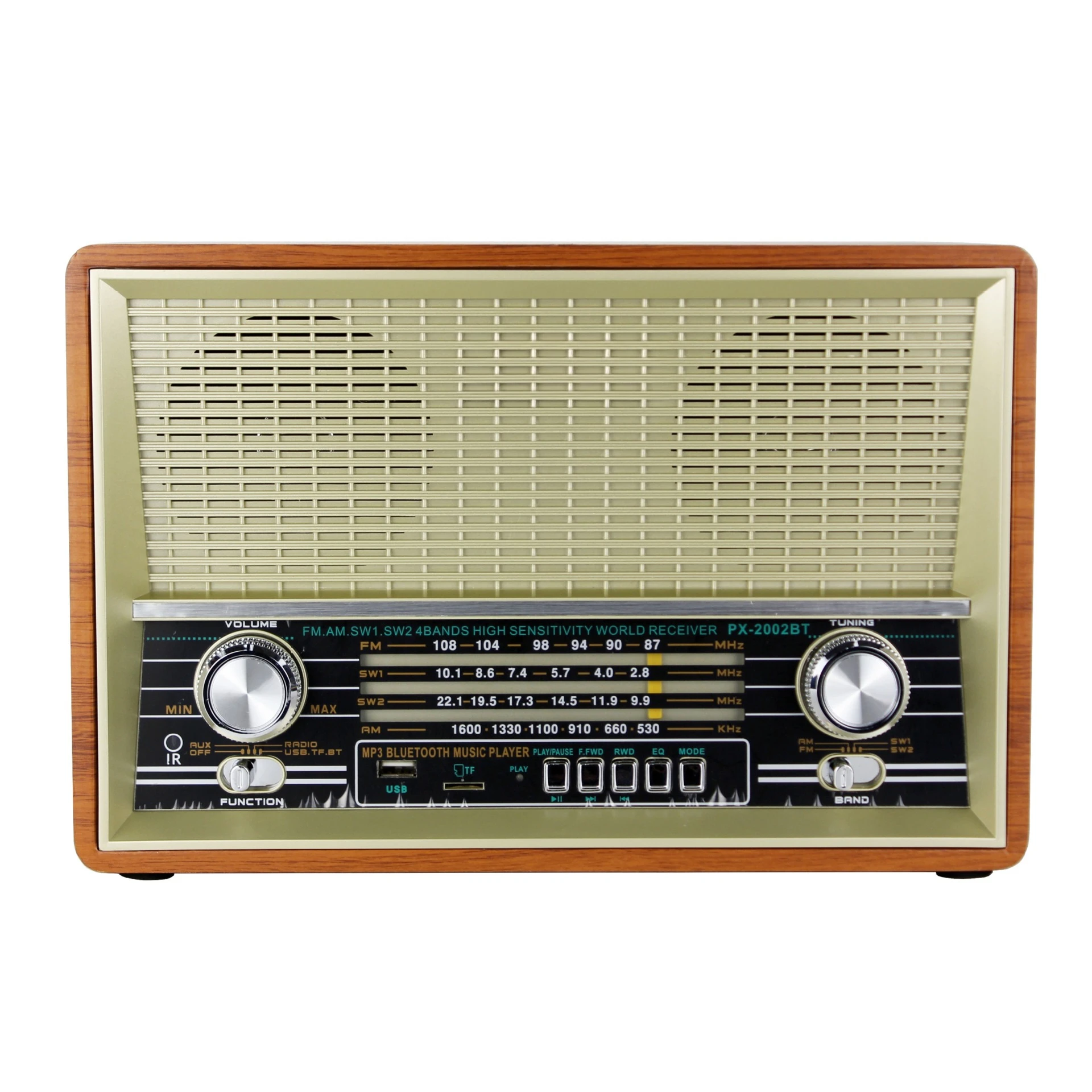 Retro bluetooth speaker elderly multi-function radio nostalgic multi-band wooden music player