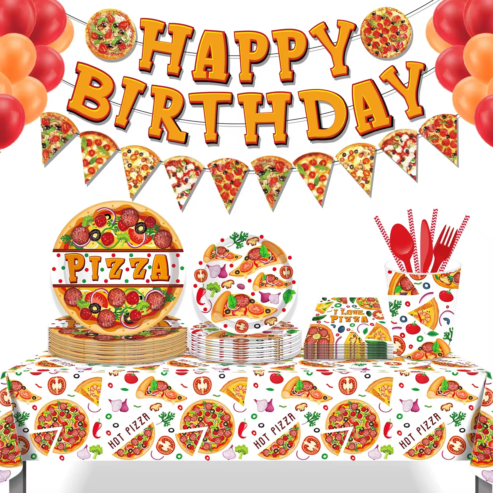 130*220cm Pizza PE Table Cover Birthday Party Decorations Plastic Tablecloth Disposable Party Supplies