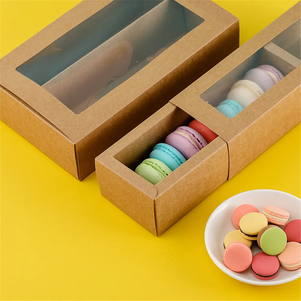10pcs Macaron Packing Box Beautifully Packaged Wedding Party Cake Storage Biscuit Paper Box Cake Decoration Baking Accessories