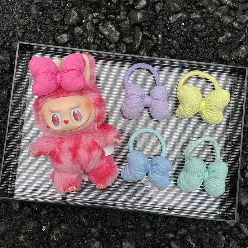 

Labubu Doll Clothes Decoration Candy Colorful Bow Headwear Plump Cotton-filled Bow Headband Labubu Accessories