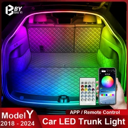 For Tesla MODEL Y Car Trunk Light MODEL 3/Y 2018 -2023 Front Trunk Lamps APP Control Multi-mode RGB LED Car Decoration Light Bar