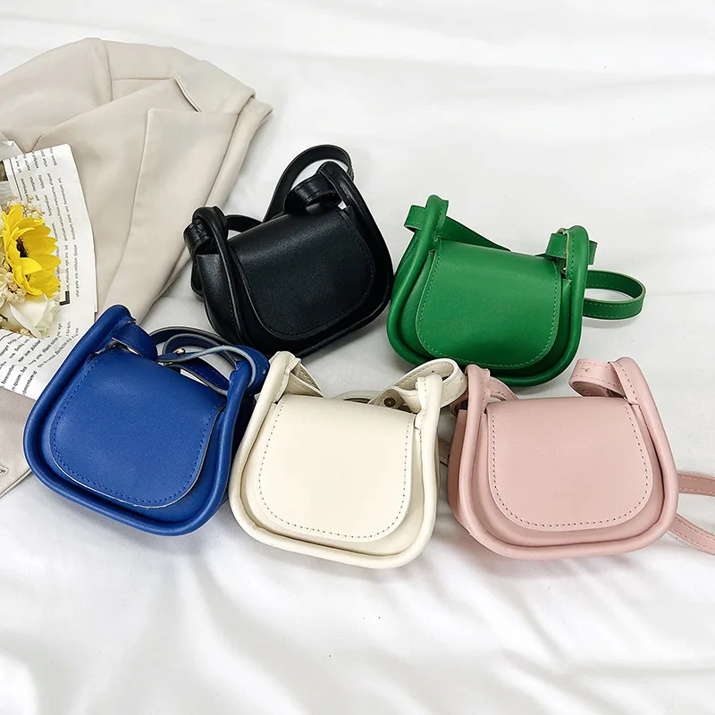 Small Saddle Bag Lipstick Coin Money Pouch Card Holder Fashion Candy Color PU Leather Mini Crossbody Bag Shoulder Bags for Women