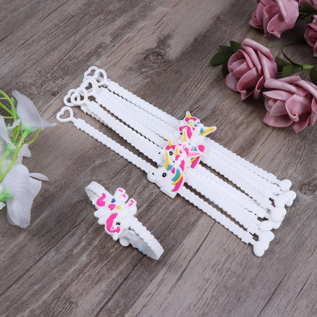 

10 Pcs Unicorn Bracelet Multi-color Wristbands Charm Cartoon Bracelets Rubber Girls Boys