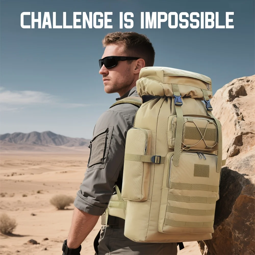 Large Capacity Molle System Rucksack, Multi - Pocket Camping Backpack with Durable 600D Fabric, Ideal for Hiking, Camping