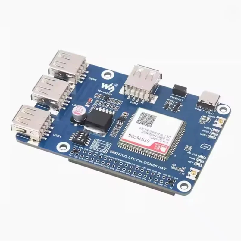 Raspberry Pi SIM7670G LTE-4G--1 / GNSS / USB-HUB Expansion Board Band Support GNSS Positioning 3x USB 2.0