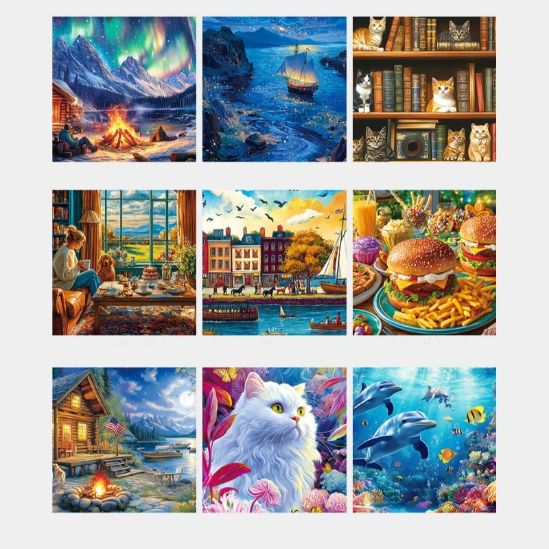 Mini 1000 Piece Puzzle Set - Challenging Night Sea Boat Landscape High Difficulty Birthday Gift Idea
