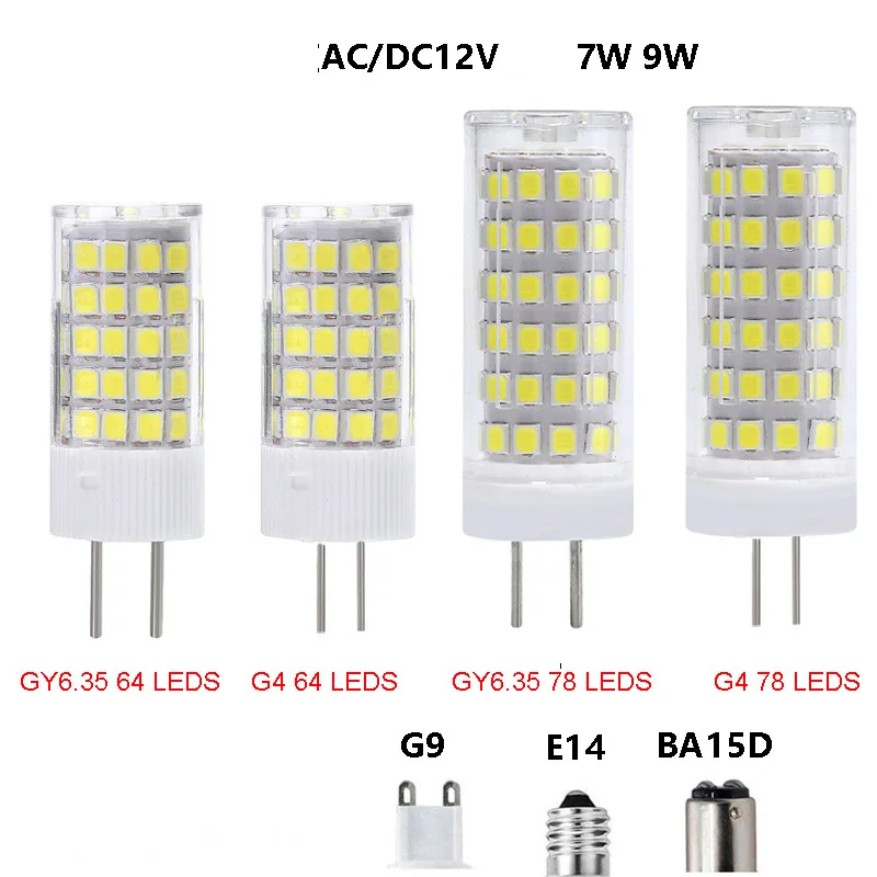 ACDC12V GY6.35 G4 G9 E14 BA15D LED Bulb Ceramic Lamp Mini Small LED Corn Bulb 2835 7w 9w Chandelier Replace 70w 80w Halogen Bulb