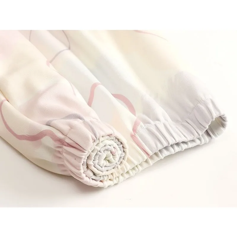 2023 New Pure Cotton Pajama Women Spring Autumn Sweet Loungewear Cute Cardigan Girls Homewear Korean Casual V-neck Sleepwear Set