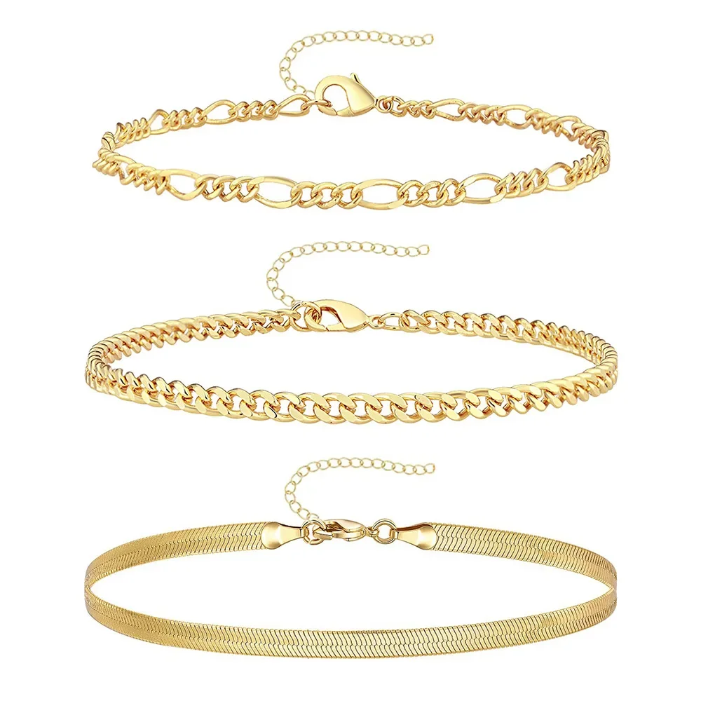 3Pcs Stainless Steel Beach Anklet Set For Women Waterproof Snake Twisted Rope Chain On Foot Jewelry Girls Summer Ankle Bracelet image 5