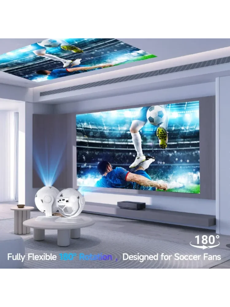 Magcubic HY300F Android 14 8K Projektor 300 Ansi MINI Beamer LED Wifi6 BT5.4 Kreatives Fußball-Design Film-Heimkino