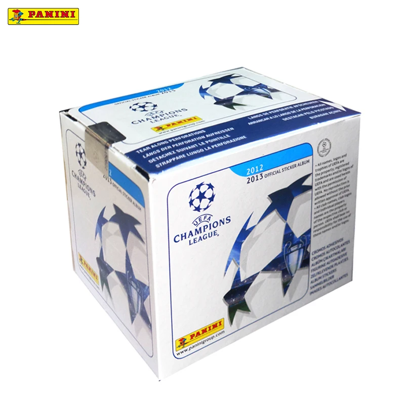 

Наклейки Panini Champions League Mega Box 50 пакетов — полносезонная коллекция футбольных карт 2012–13 лет с редкими блестящими фольгированными карточками