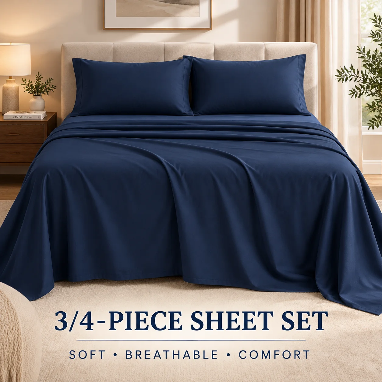 3/4pcs Bed Sheet Set, Soft Cooling Breathable Bedding with Deep Pocket Fitted Sheet, Machine Washable, Wrinkle Resistant, Luxury Comfort, Twin Full Queen King, And Fading-Resistant. Includes Fitted Sheet, Sheet, And 1/2 Pillowcase