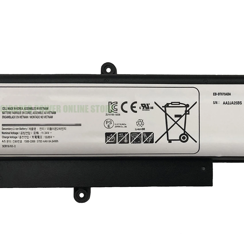 CP Laptop Battery EB-BT670ABA AA1G907KS AA2J929BS 11.34V/5700mAh/64.64Wh For Galaxy View 18.4