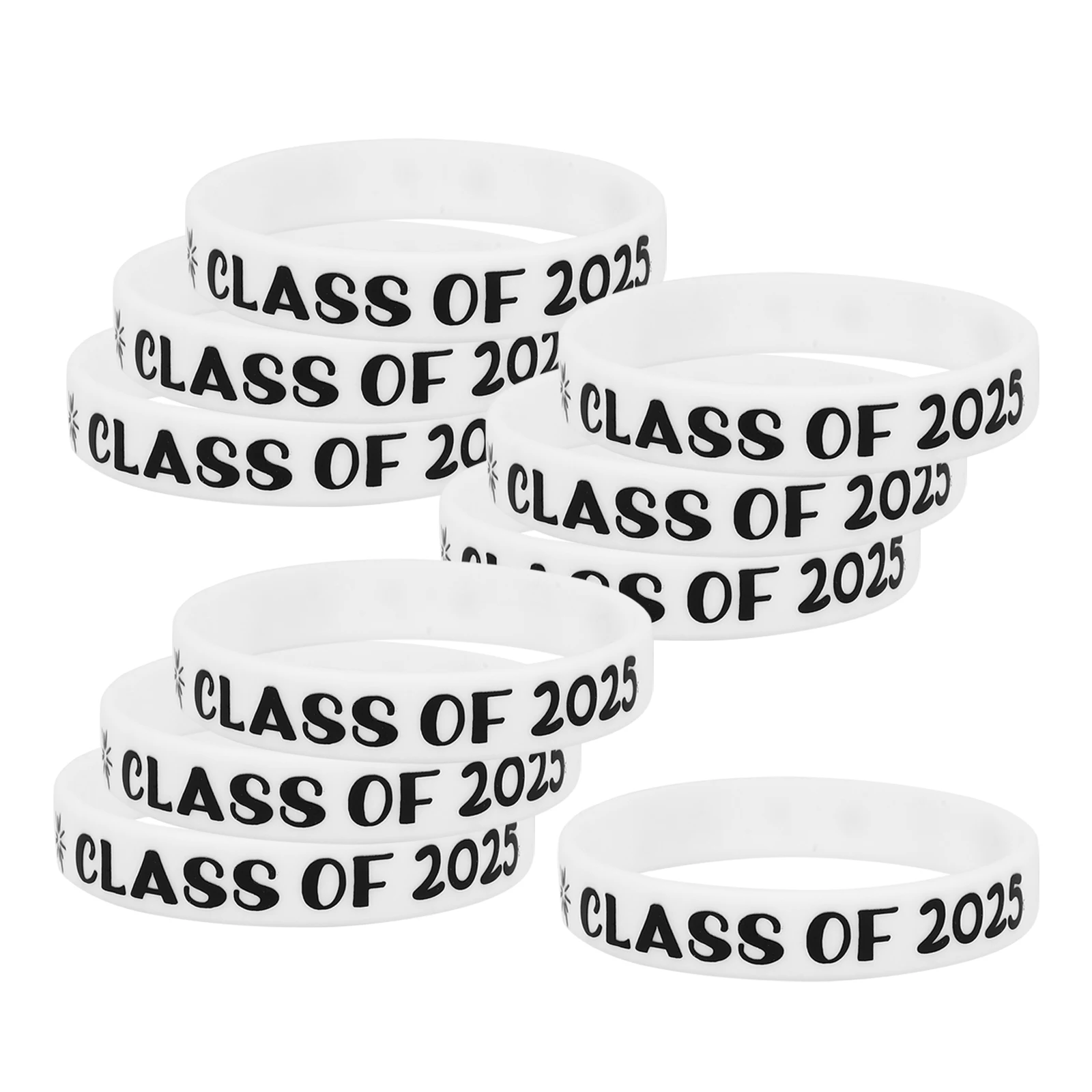 

10 Pcs Advanced Graduation Bracelet Bracelets 2025 Silica Gel Senior Keychain Class of Bulk Congrats Stretch Wristbands