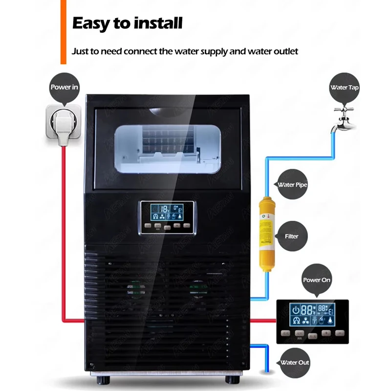 

PBOBP Big Production Commercial Ice Machine 220V Ice Maker Making Machine Electric Stainless Steel Square Snow Machine