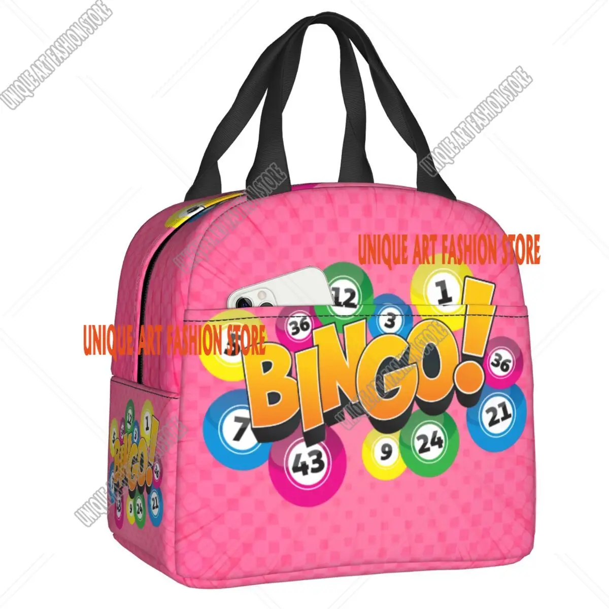 Fiambrera con aislamiento de Bingo de juego personalizado para mujer, bolsa de almuerzo térmica portátil y cálida, bolsa de contenedor de comida para Picnic escolar para niños