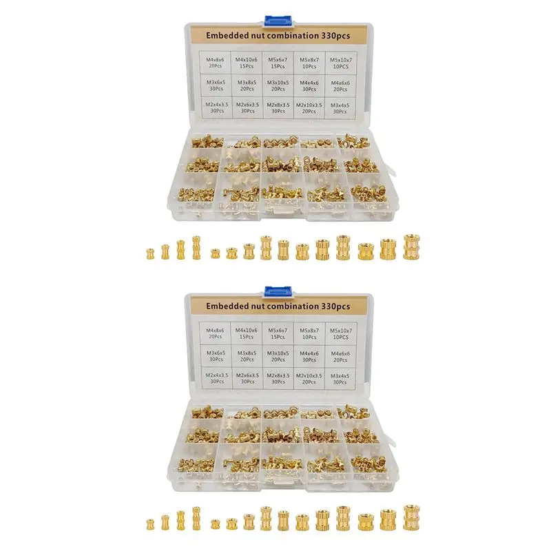 660 Pcs Brass Threaded Insert Nuts M2 M3 M5 Female Thread Knurled Nut Inserts Embedment Nut For 3D Printing Part