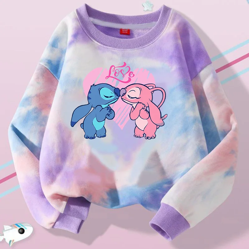 Lilo Stitch Children Sweatshirt O-neck T-shirt Long-sleeved Tops Clothing Kids Bottoming Shirt Crewneck Girl Clothes Boy