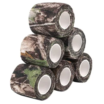 6 rolka taśma maskująca Cling Scope Wrap Camo elastyczna bandażowa taśma samoprzylepna na Camping polowanie Bike Telescope