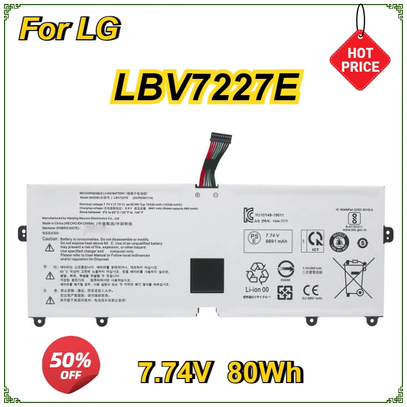 

New LBV7227E Laptop Battery for LG Gram 15/16/17 2020/2021 15Z90N 17Z90N 16Z90PC 16Z90PG 16ZD90P 16Z90P 17Z90P 80Wh 4 Cells