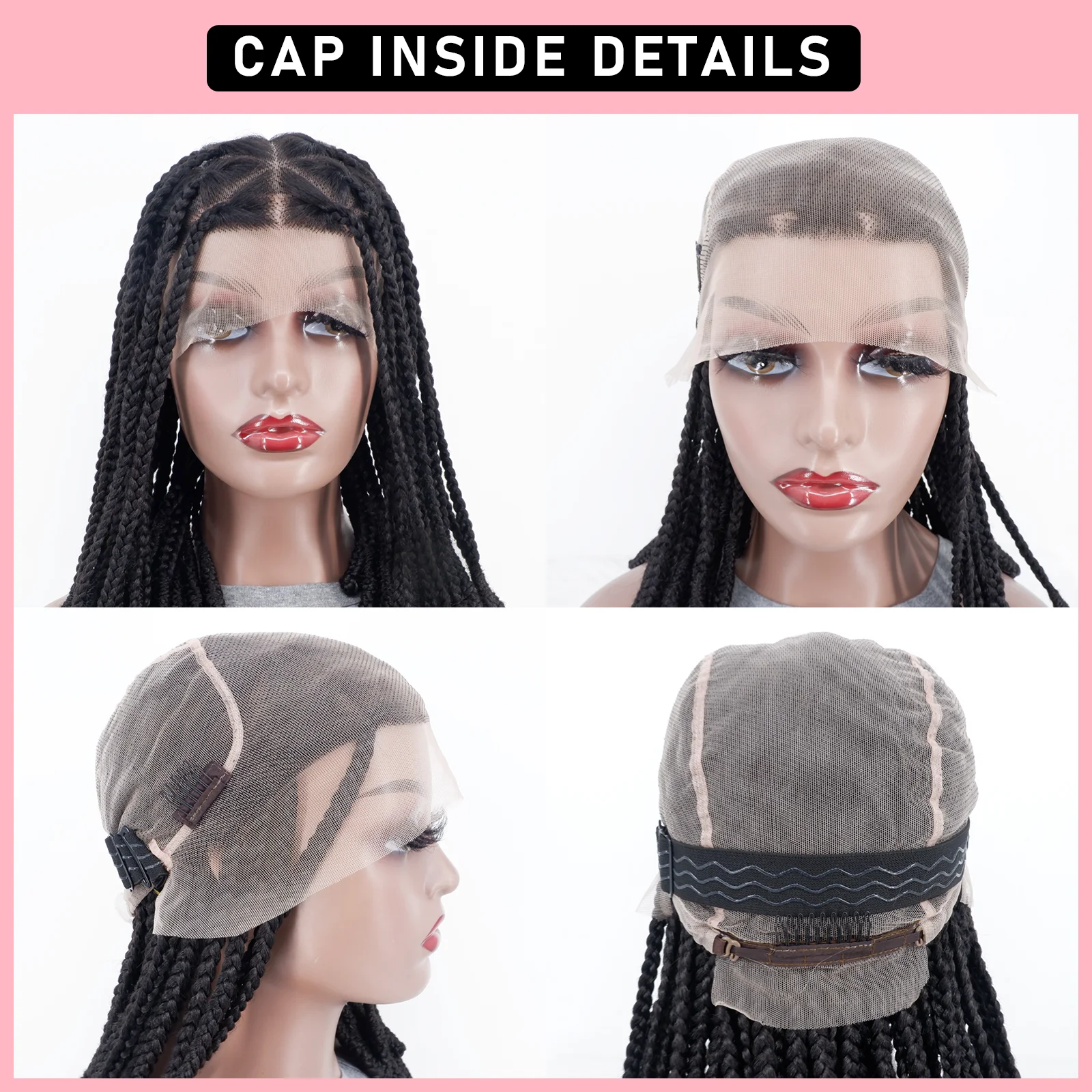 Perruques tressées torsadées de 15 pouces, perruques synthétiques Full Lace tressées, perruques tressées en boîte sans nœuds avec cheveux de bébé pour femmes noires