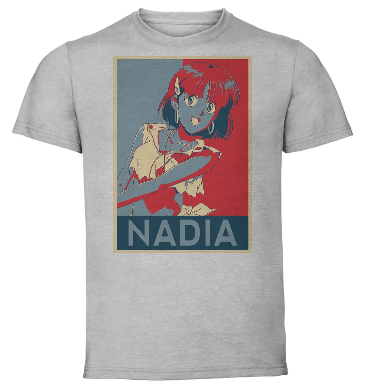 T-Shirt Unisex Grey Propaganda Il mistero della pietra azzurra Fushigi no Umi no Nadia Nadia C