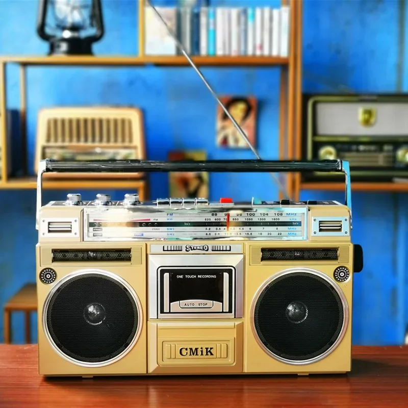 Classic Retro Cassette Radio Dual Channel Stereo Bluetooth Speaker FM/AM/SW Multi-band Recorder Outdoor Card Radio Music Player