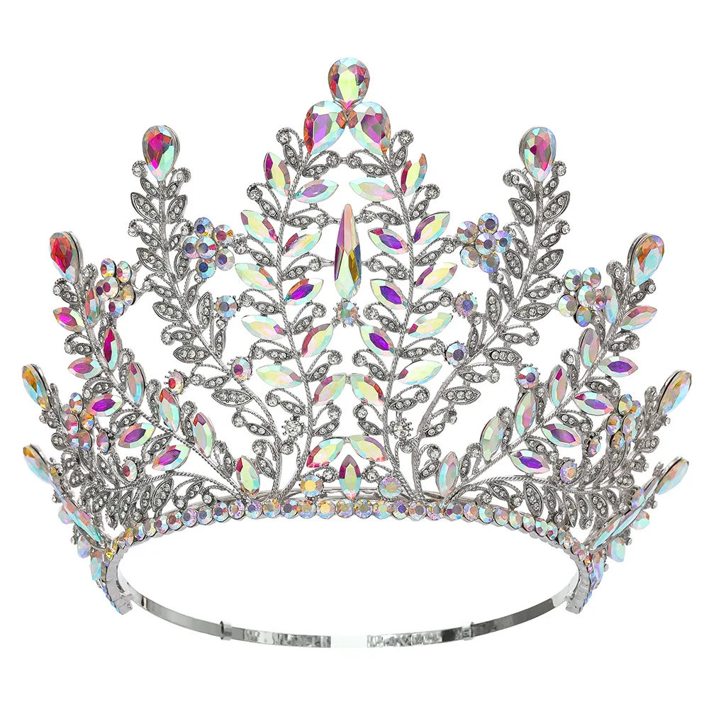 Große königliche Kristall-Haarkrone, Braut-Tiaras, Königin-Kopf, Schmuck, Festzug, Abschlussball, Diadem, Kopfschmuck, Bühnenshow-Zubehör