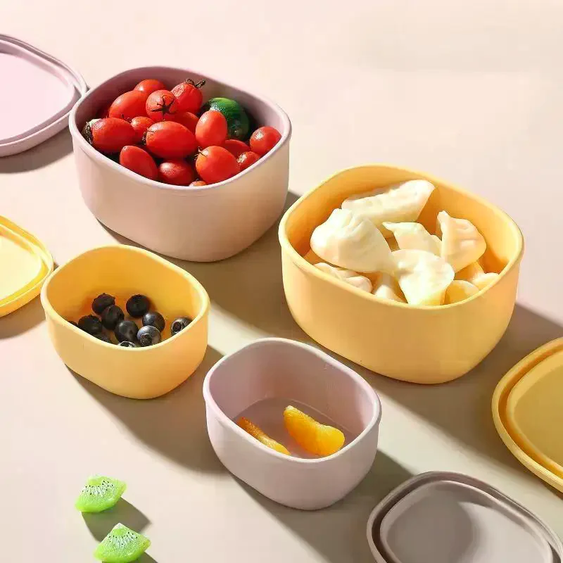 New Food Grade Silicone Lunch Box With Lid Leak Proof Food Container 200/250/300/600ML Microwave Oven Lunch Box Picnic