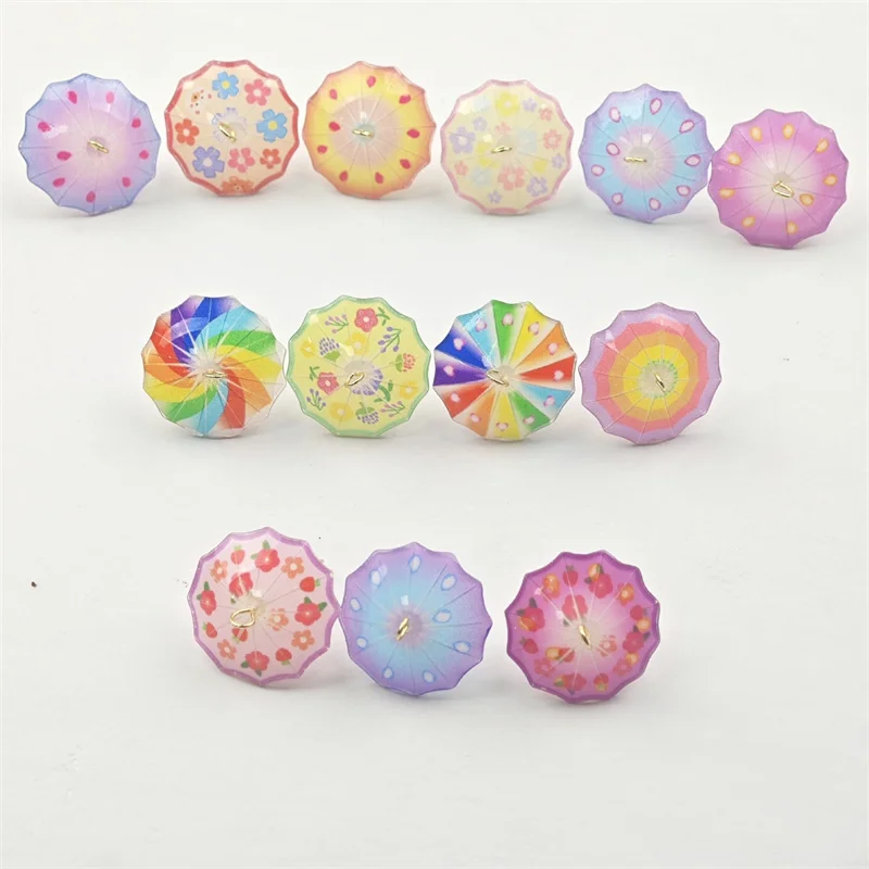 New arrived 40pcs/lot color flowers pattern print cartoon umbrella shape acrylic beads diy jewelry pendant accessory