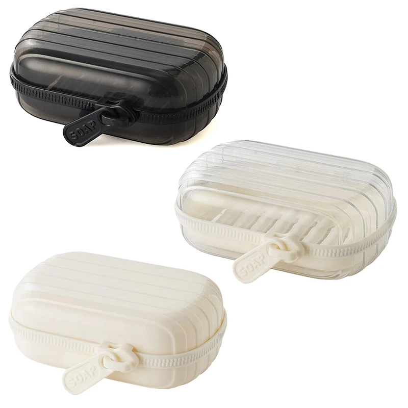 Portable Soap Dish Sealed Storage Box Waterproof Travel Home Bathroom Soap Box Zipper Design Leak Proof Soap Container