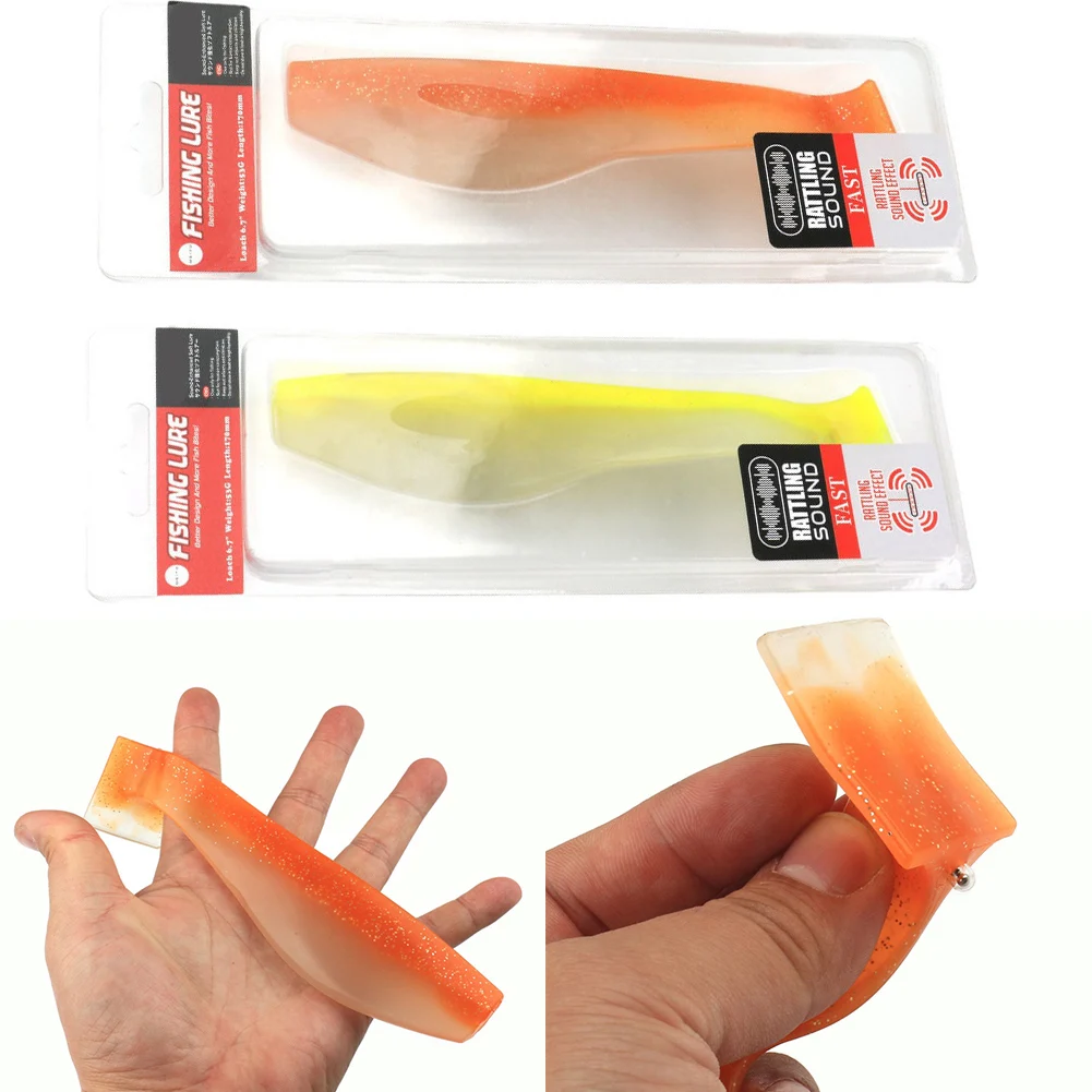 1 قطعة الصيد لينة إغراء 17 سنتيمتر/53 جرام مقلد الصوت مطرز كبير مجداف الذيل سويم مع ضوء الليل البحر الصيد الطعم اكسسوارات #2