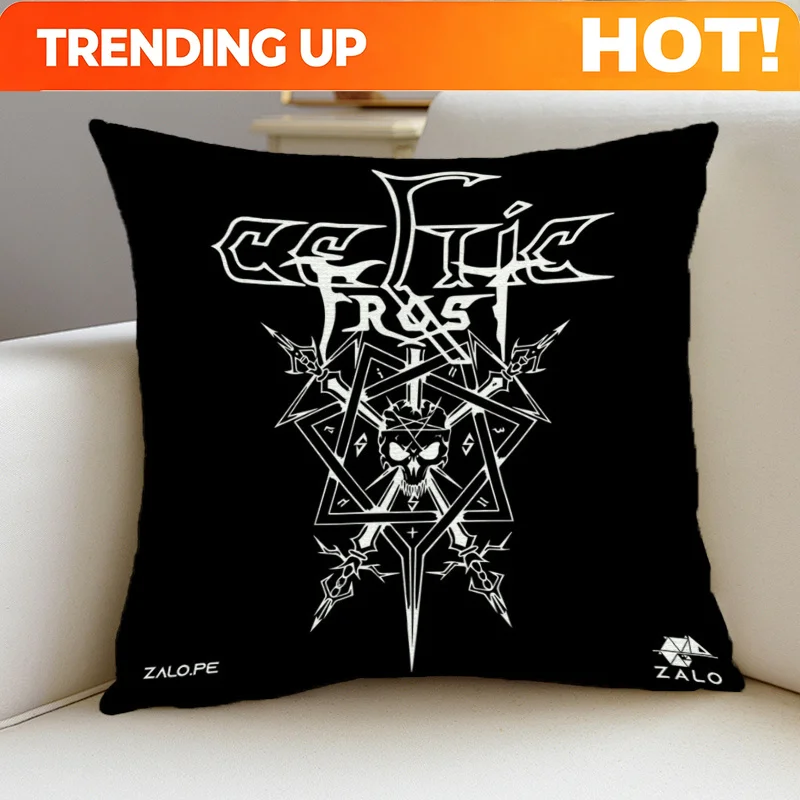 Customize 1pc Celtic-FrostS Band Print Decorative Square Pillowcase Cushion Cover Double-sided Printed 18x18 Inch, Suitable for