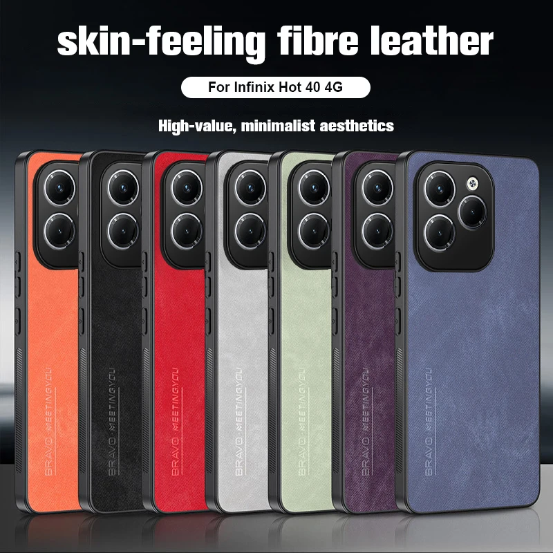 Hot40 Pro Case Skin Feel Fiber Leather Phone Cover For Infinix Hot 40 Pro Hot40i 40Pro Hot40Pro 4G Camera Protection Back Shell