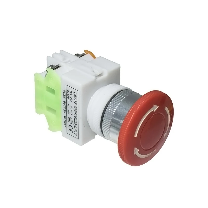 Red Mushroom Cap 1NO 1NC DPST Emergency Stop Push Button Switch AC 660V 10A Switch Equipment Lift Elevator Latching Self Lock ﻿